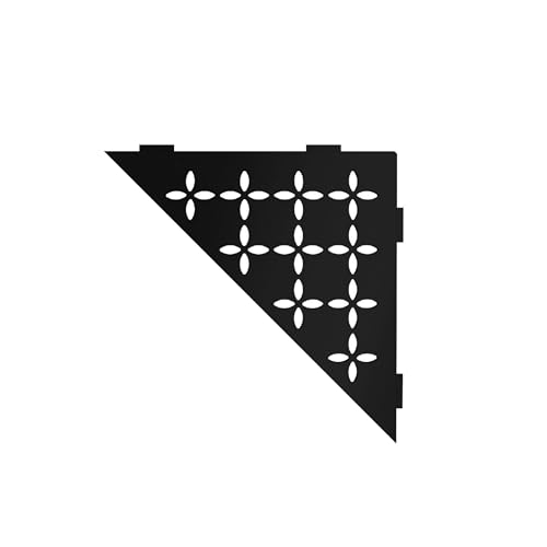 Schluter Triangular Corner Shelf for Tiled Walls - Floral Design Aluminum Material Matte Black Finish 3/32 Thick Anchoring Tabs - SES1D5MGS