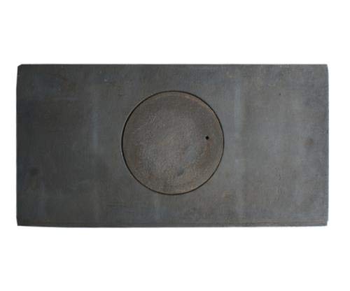 Placa de cocina de hierro fundido de 60 x 30 cm, con inserto redondo, placa de repuesto para estufa de leña, cocina de carbón y placas tradicionales