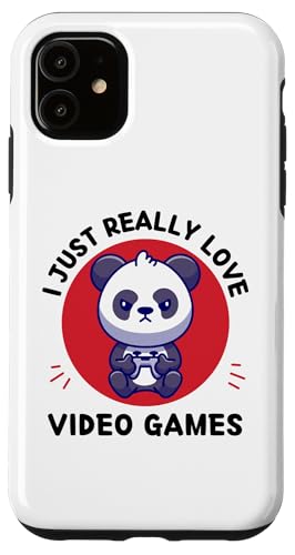 Coque pour iPhone 11 Adorable panda kawaii I Just Really Love Video Games Lover