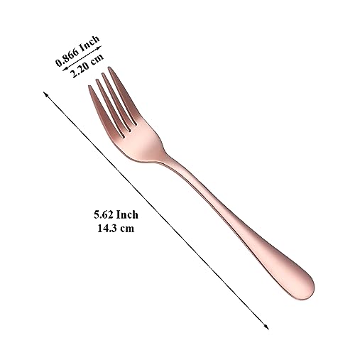 Evanda Dessert Forks 12 Pieces, Rose Gold Titanium Plating Stainless Steel Pastry Forks Set, Fruit, Mini Cake - Image 2
