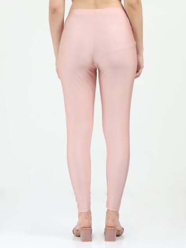 Image of Women's Nylon Shimmer Leggings | Ankle Length | Slim Fit | Stretchable Spandex Leggings | Shiny Finish | Casual Wear & Special Occasion