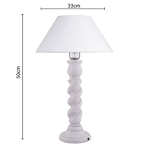 Image of Homesake Classic Twister Wooden Table Lamp with Fabric Shade | Handcrafted Bedside Lamp with E27 Holder| Bulb Included |Warm Light Night Lamp for Bedroom, Living Room, Study & Home Decor, White