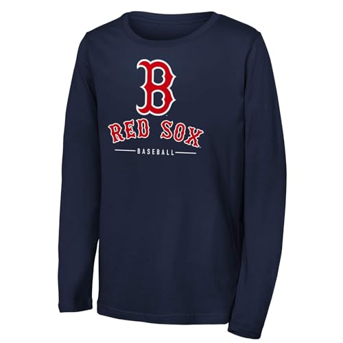 MLB Kids Youth 4-20 Official Team Spirit Premier Long Sleeve T-Shirt (US, Numeric, 10, 12, Regular, Boston Red Sox - Navy, Boston Red Sox)