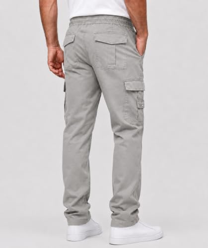 Image of DEELMO Cargo Pant for Men | Cotton Cargo's Pant | Men's Cotton Cargo Trousers | Elastic Drawstring Waist Straight Fit | Comfortable Breathable Cargos for Casual to (Available in Pluse Size)