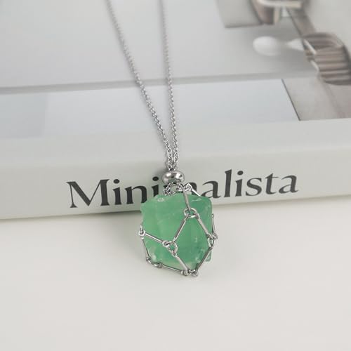 Anjiucc Handmade Crystal Holder Necklace - Stainless Steel Cage for Stone, Crystal Pendant Necklace,Quartz Gemstone Jewelry for Women Men.4