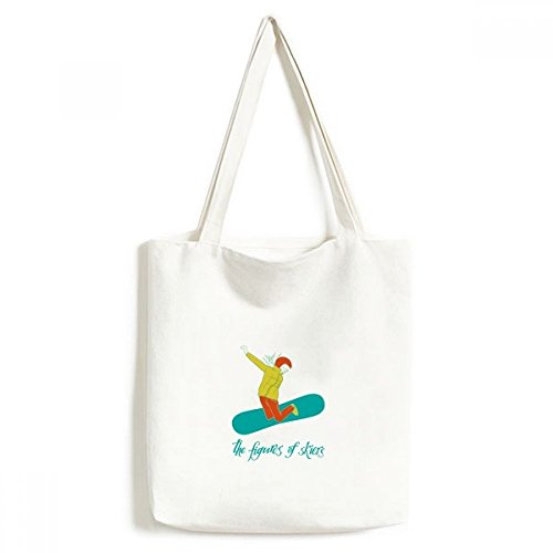 Sac cabas ski en toile DIYthinker - Fourre-tout lavable 33x40cm multicolor pour les sports d'hiver