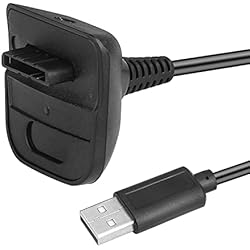 Valor Cargador Xbox 360 CABLEPELADO Cable carga para el Mando Inalámbrico compatible con XBOX 360 | Cargador USB Compatible con Xbox 360 | 4800 mAh | USB 2.0 | Cable de 1.80 metros | Negro (Negro)