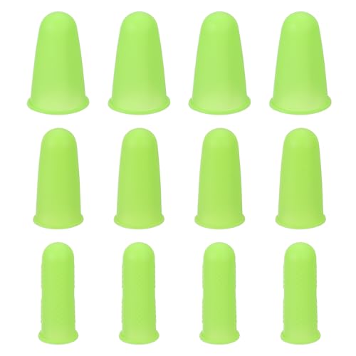 uxcell Silicone Finger Protectors, Anti-Slip Finger Cover, Finger Tips for Sewing, Sorting Paper, Green, 3 Sizes, 12 Pcs