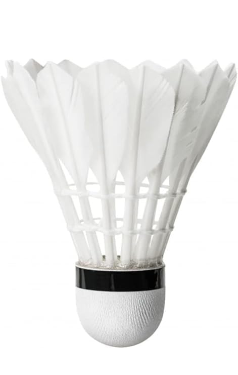 Badminton Shuttlecocks, Nylon Feather with Cork Head, 12-Piece Set, White-image-46