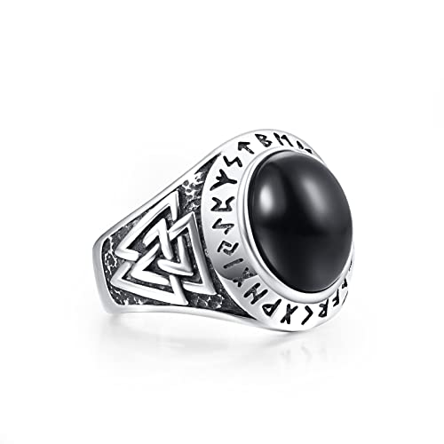 Bague gothique norse en onyx noir cadeau viking idéal homme et père