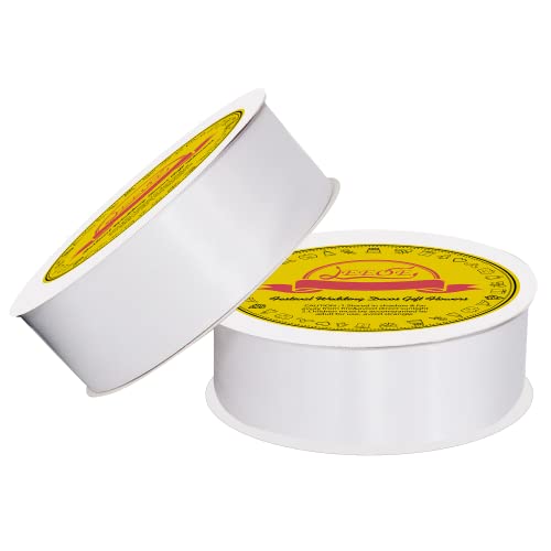 Image of 100 Yards White Satin Ribbon Polyester Ribbon for Gift Wrapping Very Suitable for Weddings Party Hair Bow Invitation Decorations and More(1-1 /2 inch X 50Yards X 2 Roll)