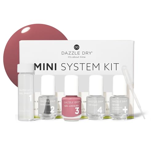 Dazzle Dry Mini Kit 4 Step System - Heart's Caress, a medium dusty rose. Full coverage cream. (5 Piece Kit / 5 Manicures)