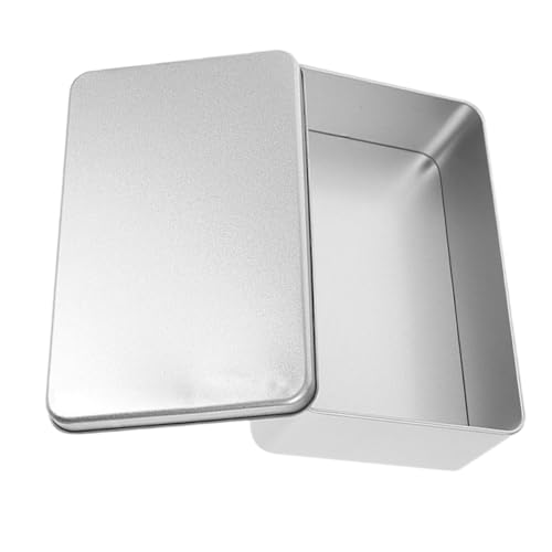 Cabilock Large Tinplate Bakery Snack Packaging Box Decorative Vintage Jewelry Box Metal Cookie Tin Storage Case Silver