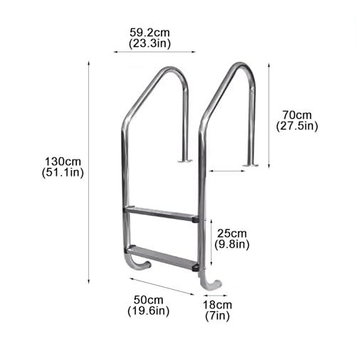 Escalera para piscina con doble barandal y peldaños antideslizantes miniatura 2