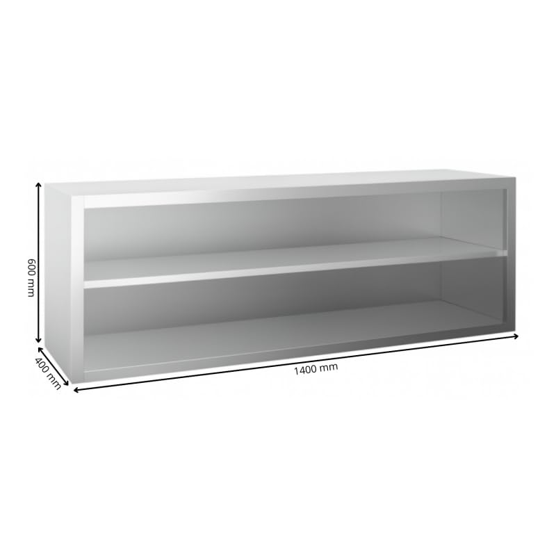 Générique Armadietto da parete in acciaio inox, 1400 x 400 x 600 mm, mensola da cucina professionale