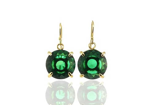 Boucles d'oreilles émeraude en pierres précieuses, création vintage faite main haute joaillerie