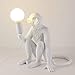 CHABEI Modern Resin Monkey Wall & Table Lamp - Hemp Rope Pendant Light for Home Decor - Dining, Living Room, Bedroom, Entryway (White)