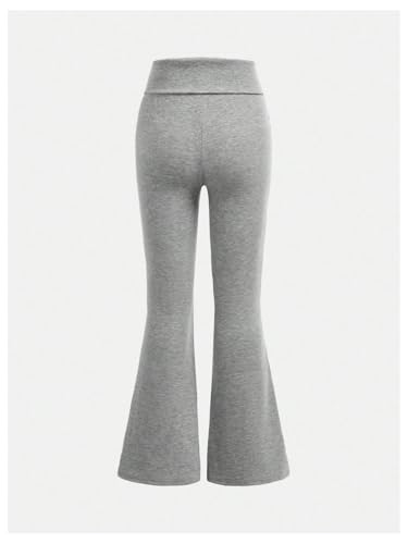 Girl's Fold Over High Waisted Flare Pants Skinny Yoga Bell Bottoms Track Trousers2