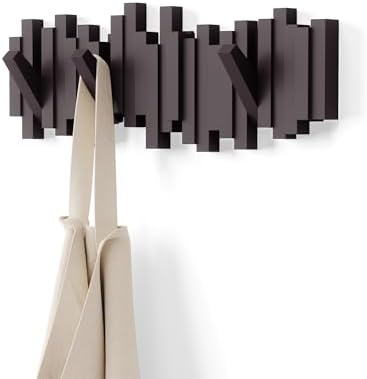 Umbra Sticks Portemanteau mural 5 crochets rabattables, Espresso