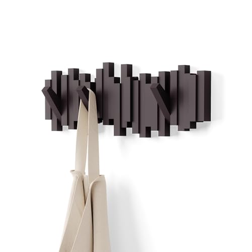 Umbra Sticks Portemanteau mural 5 crochets rabattables, Espresso