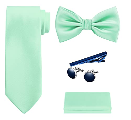 Image of Tie G .5pcs Tie set in a gift box : Tie sets : Solid color Neck tie,Satin Bow tie,Pocket Square, Lapel, Cuffs link