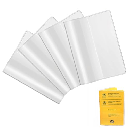 VQBKHO 4 Funda para Tarjeta de Vacunación, Protector Transparente PVC Impermeable 93x130mm protección de Tarjetas de vacunación Cubierta para Certificado de Vacunas para Viajes Mascotas Familia