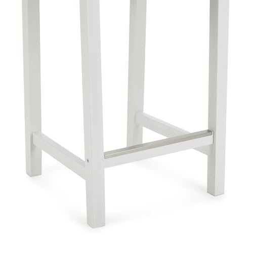 Image of Amazon Basics Wooden Counter Height Bar Stool with Backrest for Kitchen Island, 24 inch, White, 1 Unit