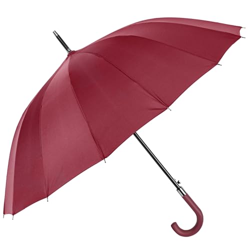 RONIARE Windproof Large Umbrella for Rain Automatic Open with Easy Grip Rainproof and Durable Canopy Design Versatile Travel Big Golf Umbrellas for Men & Women (Red)