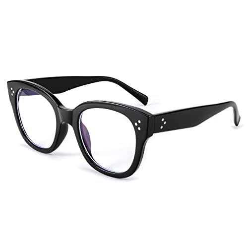 Image of FEISEDY Classic Cat Eye Blue Light Blocking Reading Glasses Women Oversized Butterfly Computer Readers B9091 (Black 3.5x)