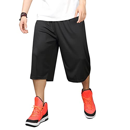 Long Basketball Shorts Men Big and Tall 3X Summer Activewear Casual Mens Workout Black Summer Wear