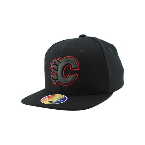 Calgary Flames NHL Officially Licensed Youth Adjustable Snapback Hat Flat Bill Z11 Black Element