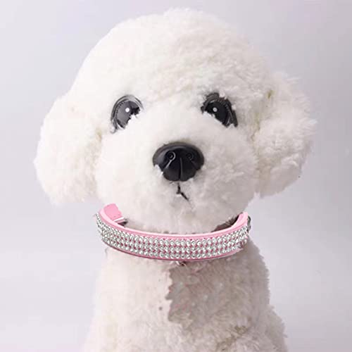 MiaLover 2 Stücke Strass Verstellbarer Hundehalsbänder Leder Glitzernd Hunde Halsbänder Bling Katzenhalsband Bogen Strasssteine für Kleine Hunde und Katzen Hundedekor Geschenk, Zwei Stile(Pink)