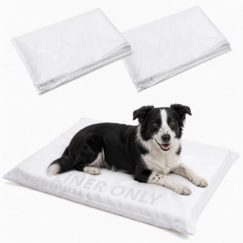 Chicplaid 2 Pack Waterproof Dog Bed Liner, Zippered Replacement Cover Only, Washable Reusable Pet Bed Protector for Dog Cat Beds or Mats, No Insert(Square,36 x 27 x 3 Inch)