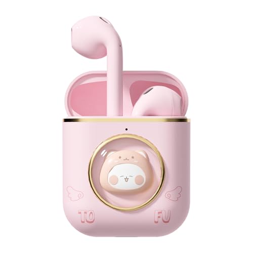 YLFASHION Wireless Earbuds Cartoon, Bluetooth 5.4, IPX4 Waterproof, Built-in Mic, Fit for Sport, Travel, School & Daily Use, Adults, Teens & Kids (Pink Cat)