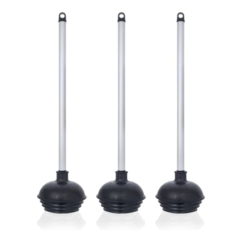 Image of NEIKO 60180A Toilet Plungers, 3 Pack, Patented All-Angle Design, Heavy Duty, Aluminum Handle, Residential, Commercial, and Industrial Building Sanitation Use