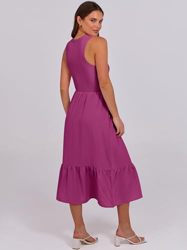 Image of ANRABESS Women Midi Dresses 2026 Summer Casual Sleeveless Sundress High Neck Tank Top Racerback Flowy Beach Dress & Pockets