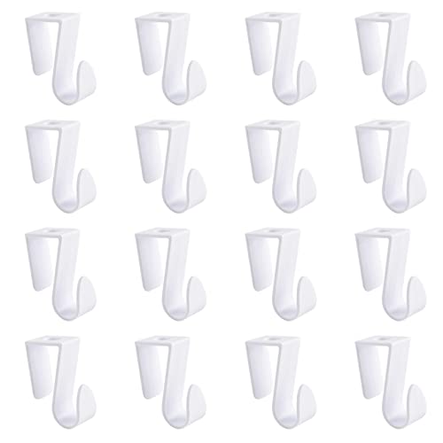 UFURMATE Over Cabinet Door Hooks, 16Pcs Plastic Over Door Single Hooks Multi-Purpose Over The Cupboard Drawer Hooks Space-Saving Hanger Extender Clips Hooks for Kitchen Bathroom Bedroom (White)