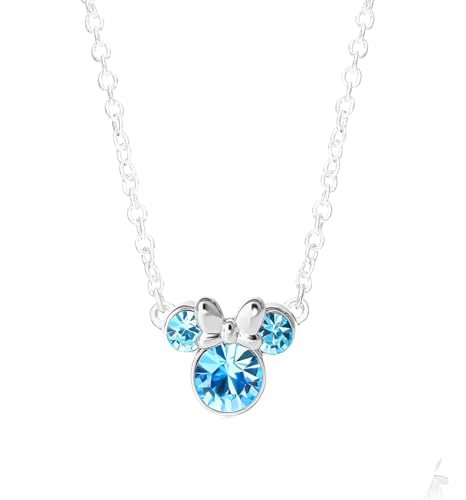 Kaguyo silver Necklace for women, Rose Gold Plated 925 Sterling Silver Amethyst Clear Zirconia Cute Mouse Pendant Necklace For Women girls (blue)