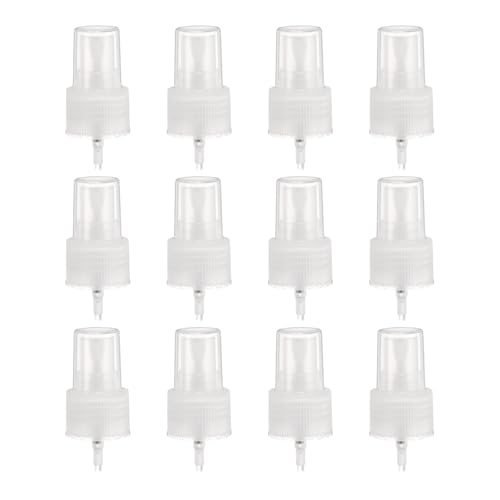 uxcell 12 Pcs Clear Spray Top, 24/410 Fine Mist Sprayer Reusable Replacement Spray Bottle Pump Stripe Plastic Top for Cosmetic Perfume and Body Sprays Bottle