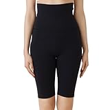 [白鷺ニット] 綿のおなかポンポン 5分丈 腹巻きパンツ レディース スパッツ 年間 お腹生地二重 腹巻付きパンツ M9657L-E (JP, アルファベット, M, 1, ブラック)