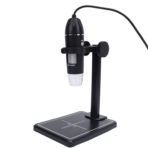 Digital Microscope, 1600x Magnification Microscope with 8 Adjustable LED Lights and Stand, USB Microscope for PC Phone