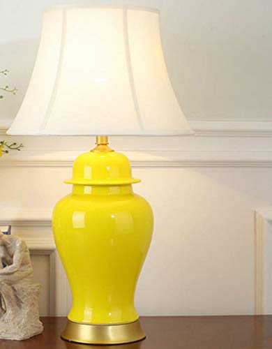Yuki Livraison gratuite lampe de table de style moderne vase jaune lampe de table en céramique Grande lampe de table en céramique lampe de bureau foyer E27,jaune,Blanc chaud