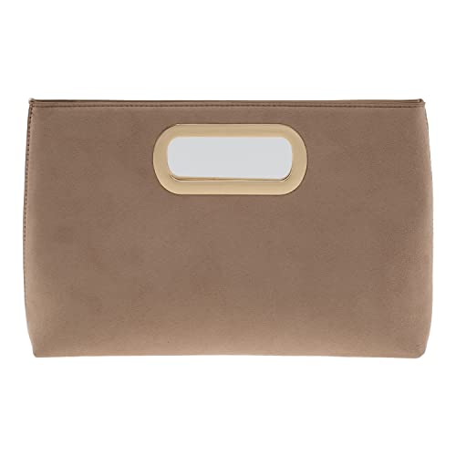 Image of Top Handle Faux Suede Clutch