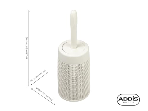 Image of Addis Faux Hessian Round Plastic Toilet Brush Set with Internal Detergent Injection System, Cream, Calico Linen, One Size
