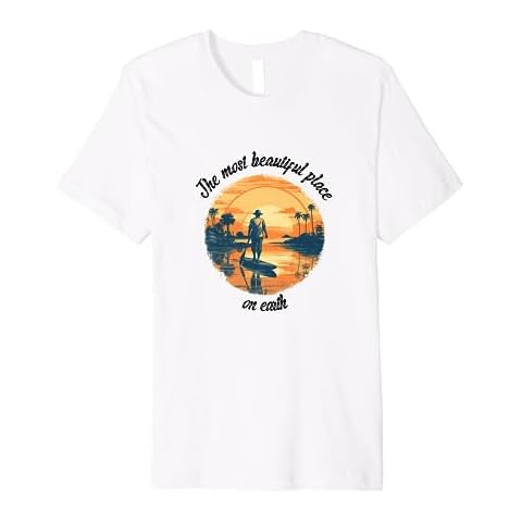 SUP Stand up paddleboard in front of sunset T-shirt Premium T-Shirt Cover