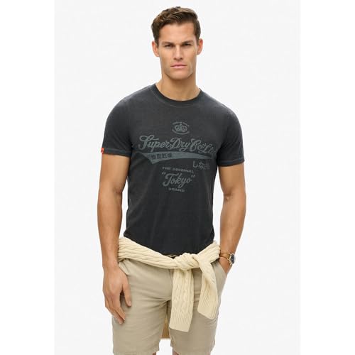 Superdry, T.Shirt Workwear Washed Relaxed tee Black Marl, XL,