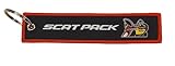 Dodge Scat Pack Keychain 5' x 1' - Scat Pack Logo Front, Classic Rhombus Logo Back