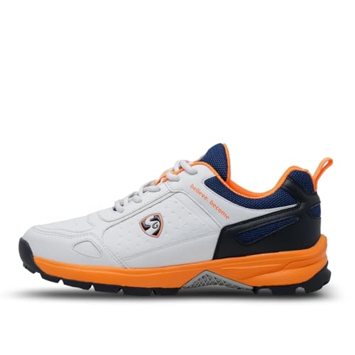 SG Club 6.0 Cricket Shoe (Color: White/Navy/Orange, Size: UK7/US8/EU41) | for Mens & Boys | Material: PU & Rubber | Lightweight | Improved Stability in The Game (B0D49J8SXF) Amazon Price History, Amazon Price Tracker