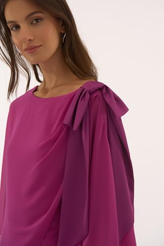 Women's Signature Chiffon and Silky Knit Poncho Top3