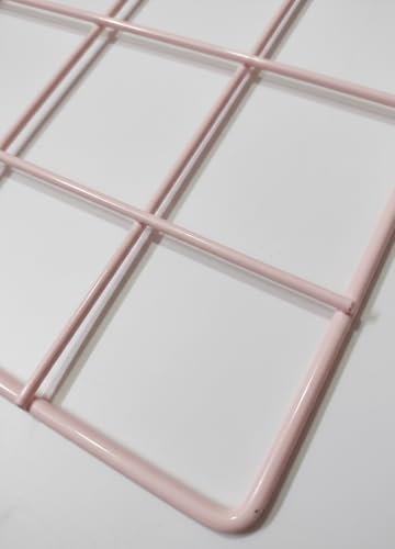 Image of Metal Grid Wall Panel, Photo Display Board with Clips Square Mesh Frame, (PINK, 30 X 30 Cm (Pack of 01))